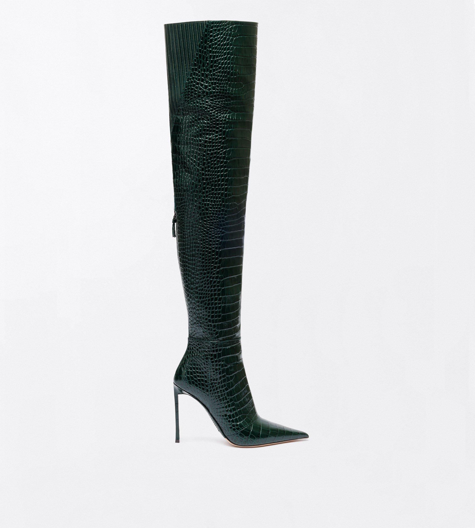 Tom Ford Shiny Stamped Crocodile Leather Vertigo Thigh High Boot