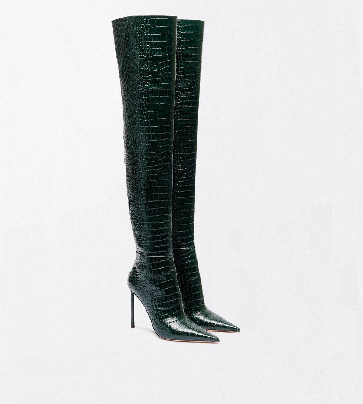 Tom Ford Shiny Stamped Crocodile Leather Vertigo Thigh High Boot
