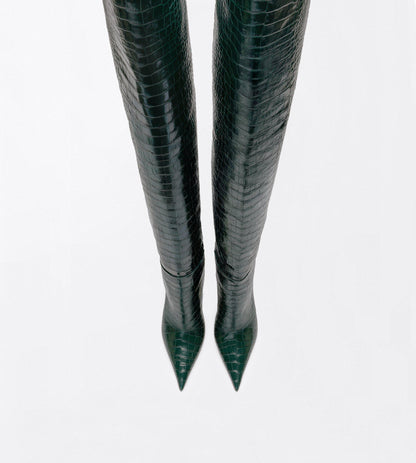 Tom Ford Shiny Stamped Crocodile Leather Vertigo Thigh High Boot