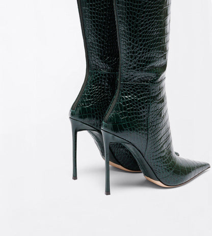 Tom Ford Shiny Stamped Crocodile Leather Vertigo Thigh High Boot