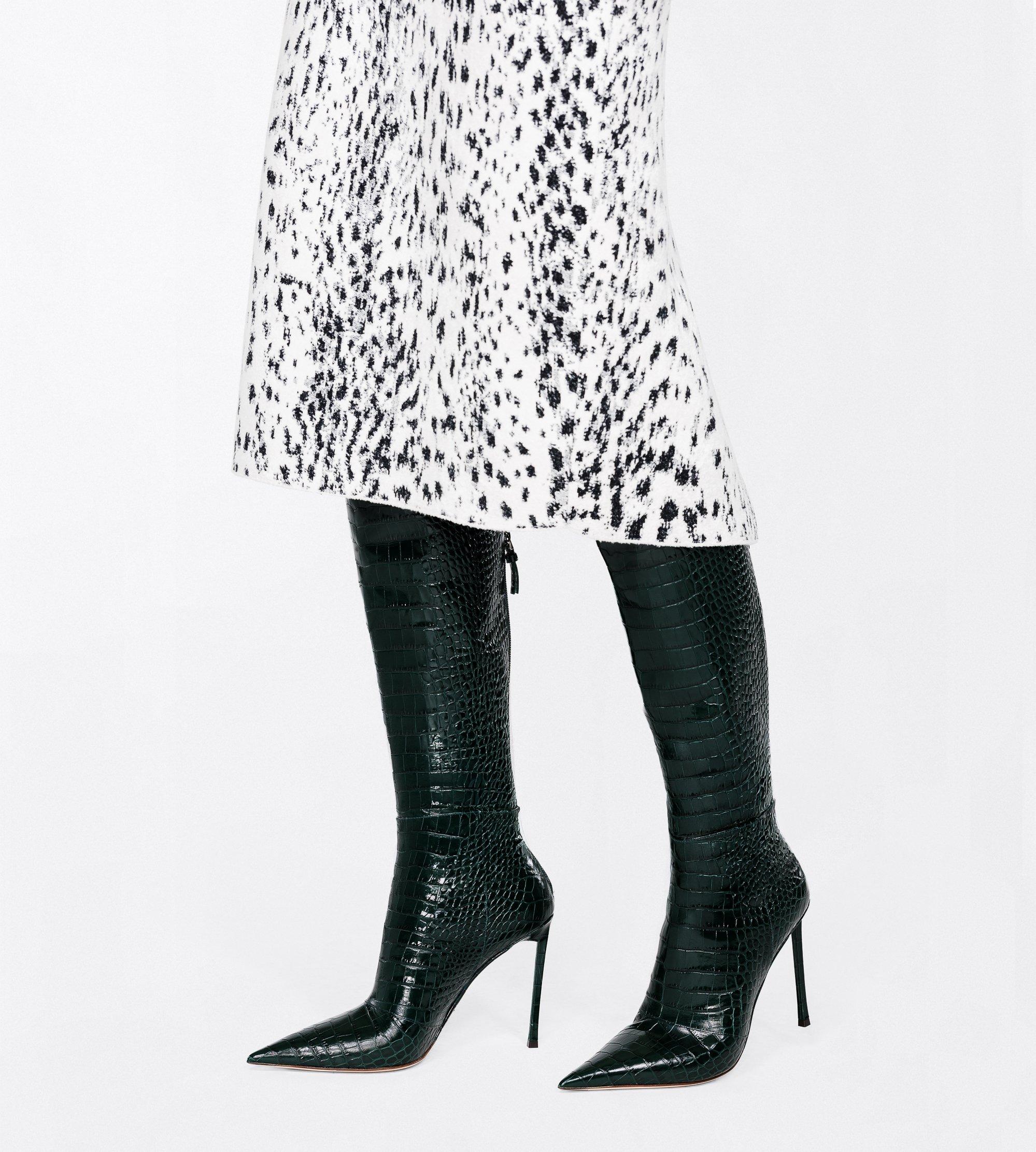Tom Ford Shiny Stamped Crocodile Leather Vertigo Thigh High Boot