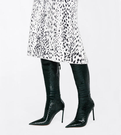 Tom Ford Shiny Stamped Crocodile Leather Vertigo Thigh High Boot