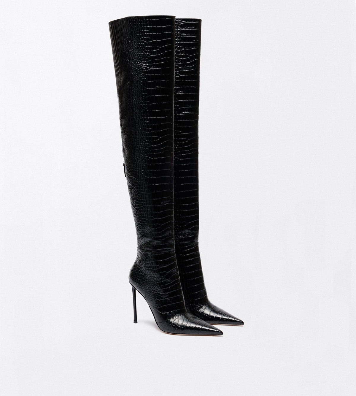 Tom Ford Shiny Stamped Crocodile Leather Vertigo Thigh High Boot
