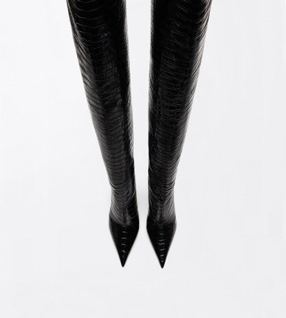 Tom Ford Shiny Stamped Crocodile Leather Vertigo Thigh High Boot