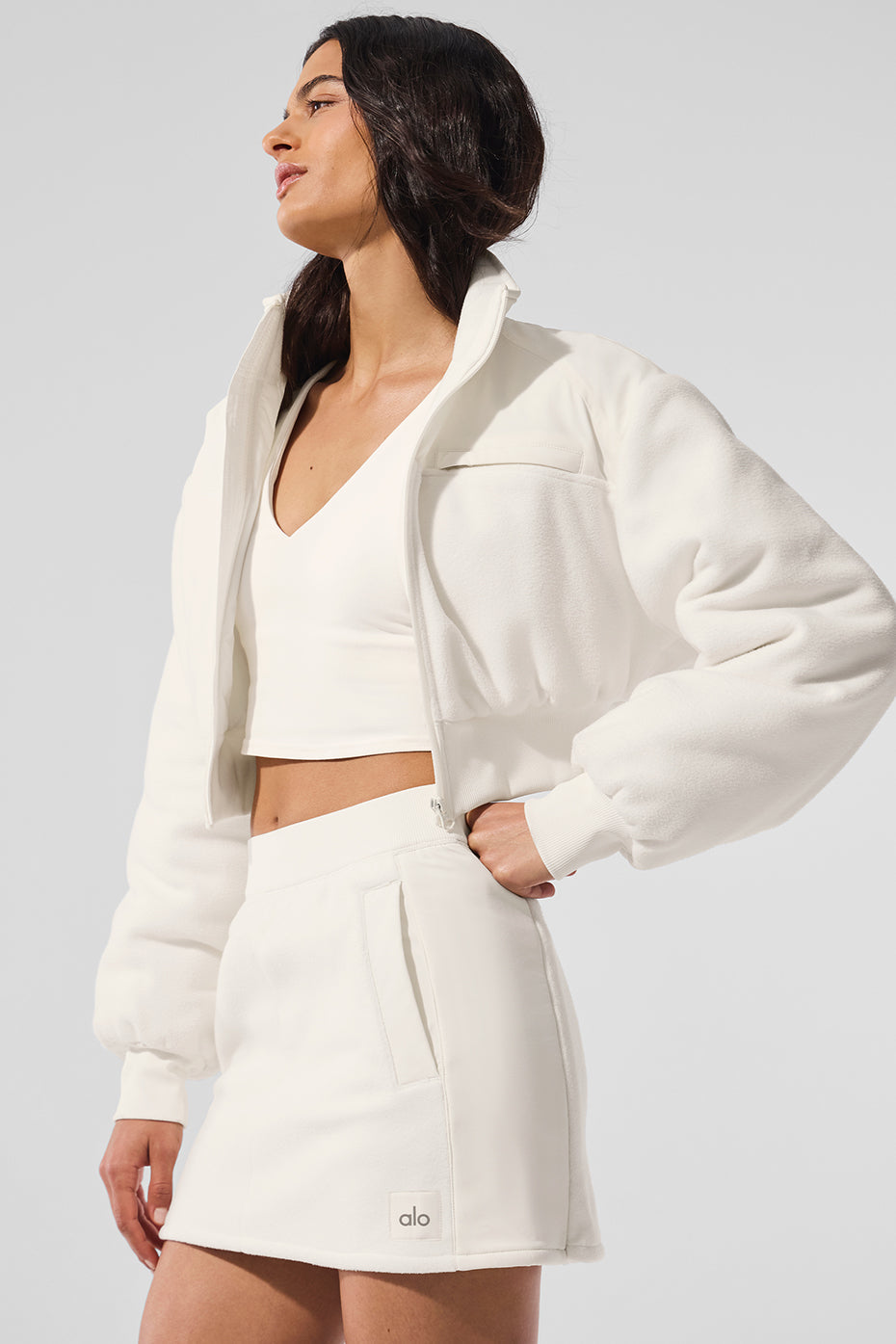 Alo Yoga Polar Fleece Cropped Wintry Mix Jacket