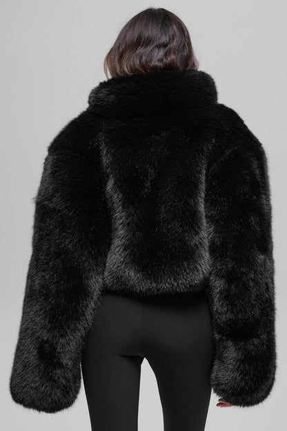 Alo Yoga Women'S Opulent Faux Fur Cropped Jacket
