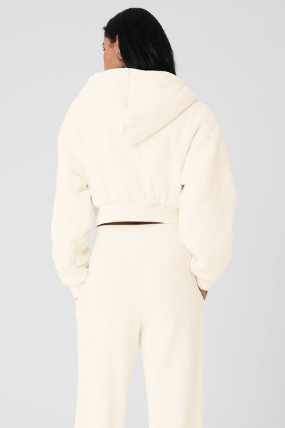 Alo Yoga Women'S Cropped Cozy Day Full Zip Jacket