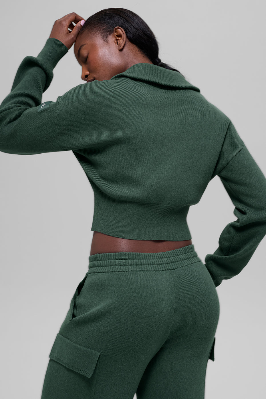 Alo Yoga Women'S Scholar Knit Cropped Full Zip Jacket – Kicks Machine