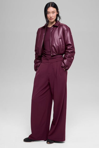 Alo Yoga Women'S Faux Leather Cropped Premier Bomber