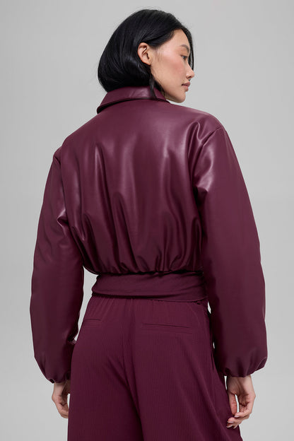 Alo Yoga Women'S Faux Leather Cropped Premier Bomber