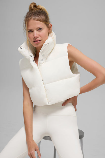 Alo Yoga Women'S Cropped Gold Rush Puffer Vest