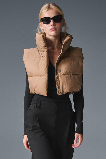 Alo Yoga Cropped Gold Rush Puffer Vest