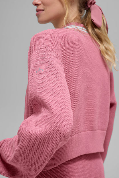 Alo Yoga Women'S Tennis Club Sweater Knit Full Zip Jacket