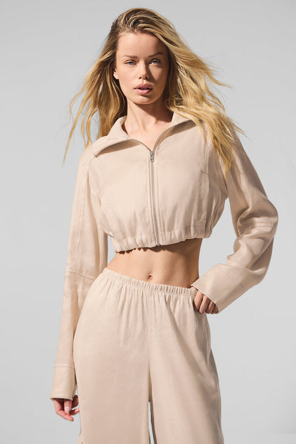 Alo Yoga Women'S Linen Cropped Getaway Jacket