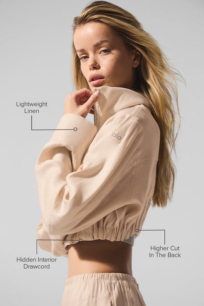 Alo Yoga Women'S Linen Cropped Getaway Jacket