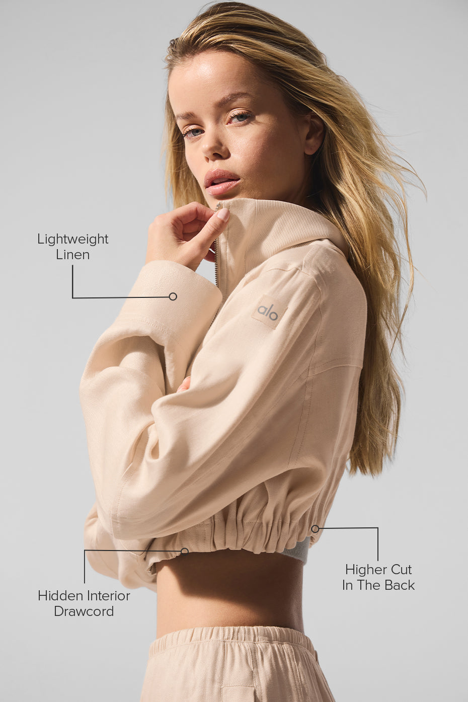 Alo Yoga Women'S Linen Cropped Getaway Jacket