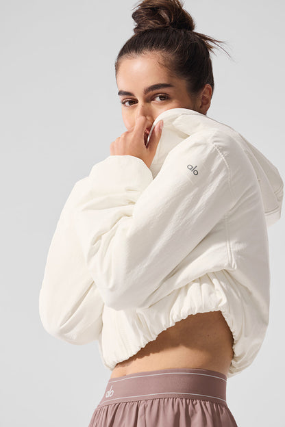 Alo Yoga Women'S Cropped Mountain Peak Full-Zip Hoodie