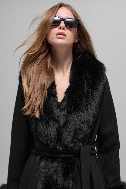 Alo Yoga Women'S Faux Fur Trimmed Longline Coat