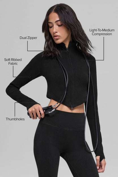Alo Yoga Women'S Seamless Two Tone Rib Jacket