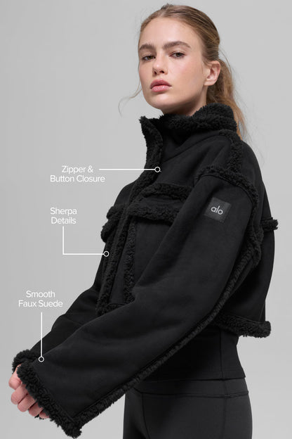 Alo Yoga Women'S Faux Shearling Snowfall Cropped Jacket