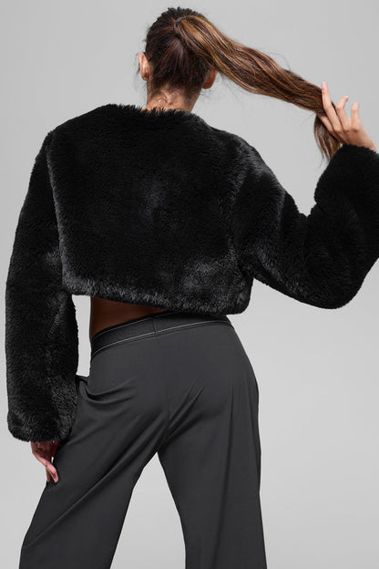 Alo Yoga Women'S Faux Fur Chic Cropped Jacket