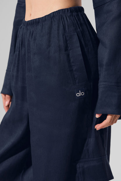 Alo Yoga Women'S Linen Getaway Cargo Wide Leg Pant