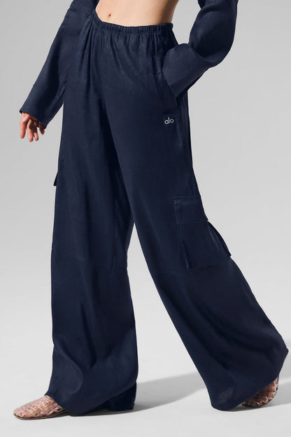 Alo Yoga Women'S Linen Getaway Cargo Wide Leg Pant