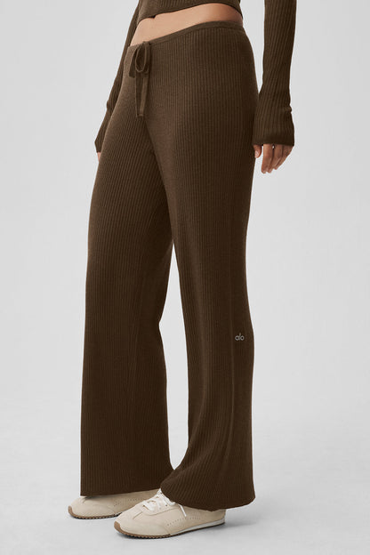 Alo Yoga Women'S Sweater Knit Mid-Rise Unwind Wide Leg Pant