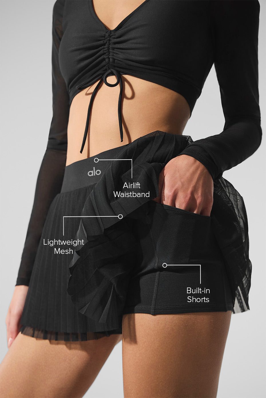 Alo Yoga Women'S Mesh Baseline Tennis Skirt
