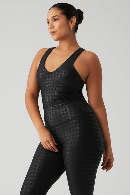 Alo Yoga Women'S Airlift Glimmer Houndstooth Real Bra Tank