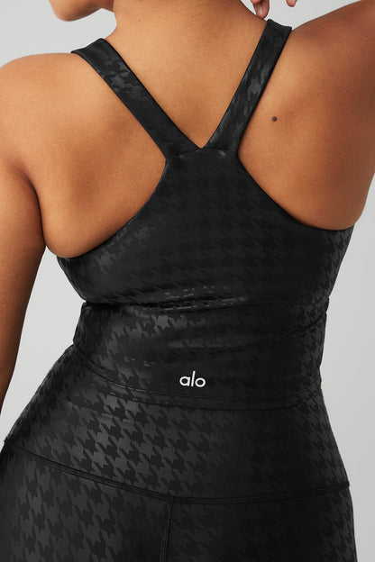 Alo Yoga Women'S Airlift Glimmer Houndstooth Real Bra Tank