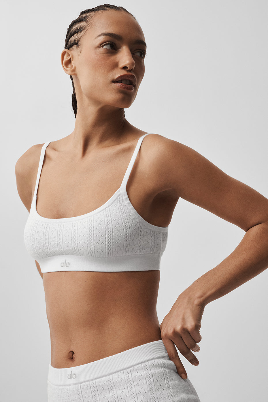 Alo Yoga Women'S Pointelle Sweater Be Mine Bra