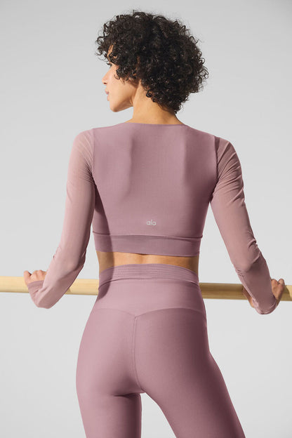 Alo Yoga Women'S Airlift Mesh Divine Long Sleeve Bra