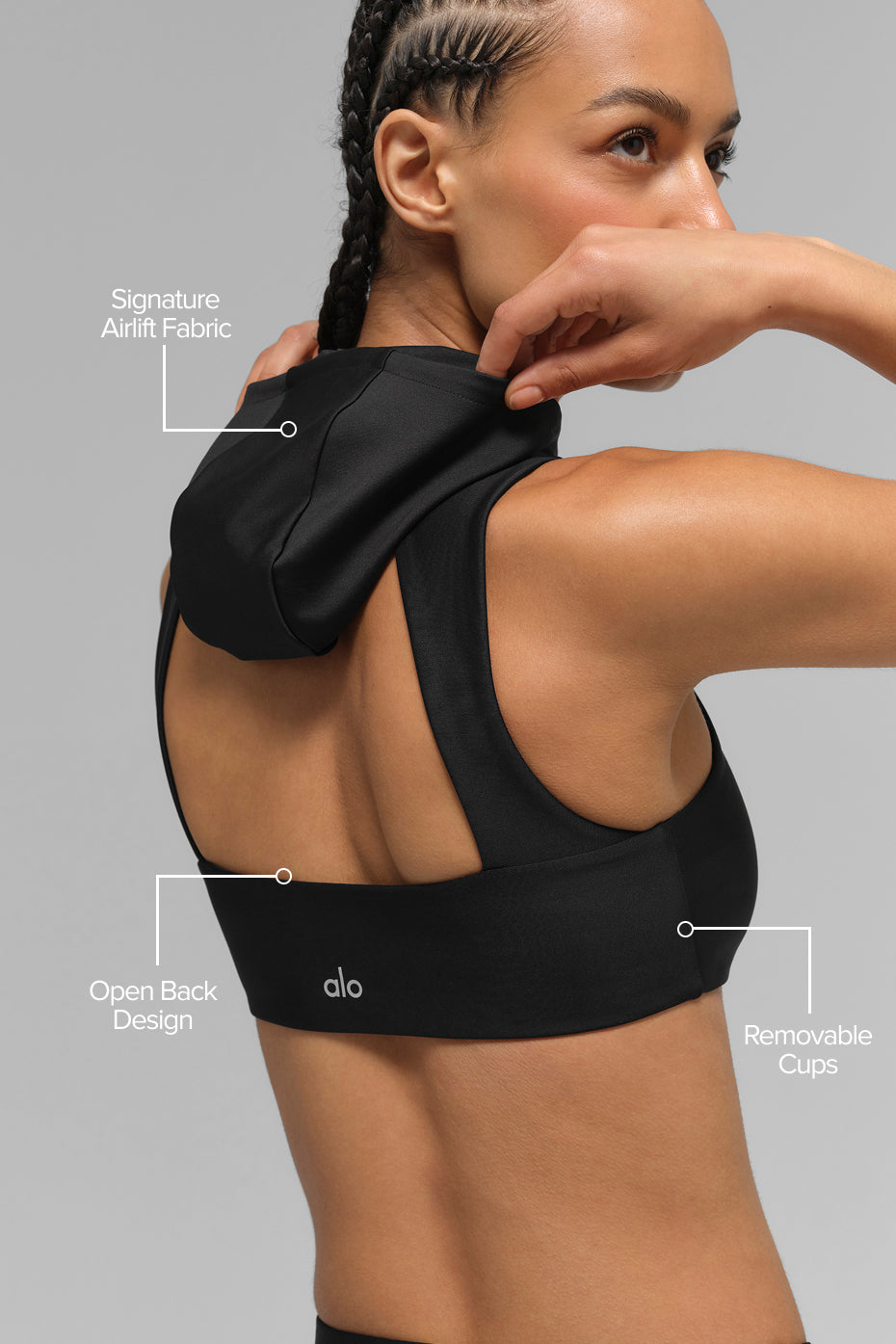 Alo Yoga Women'S Airlift Light Speed Hooded Bra