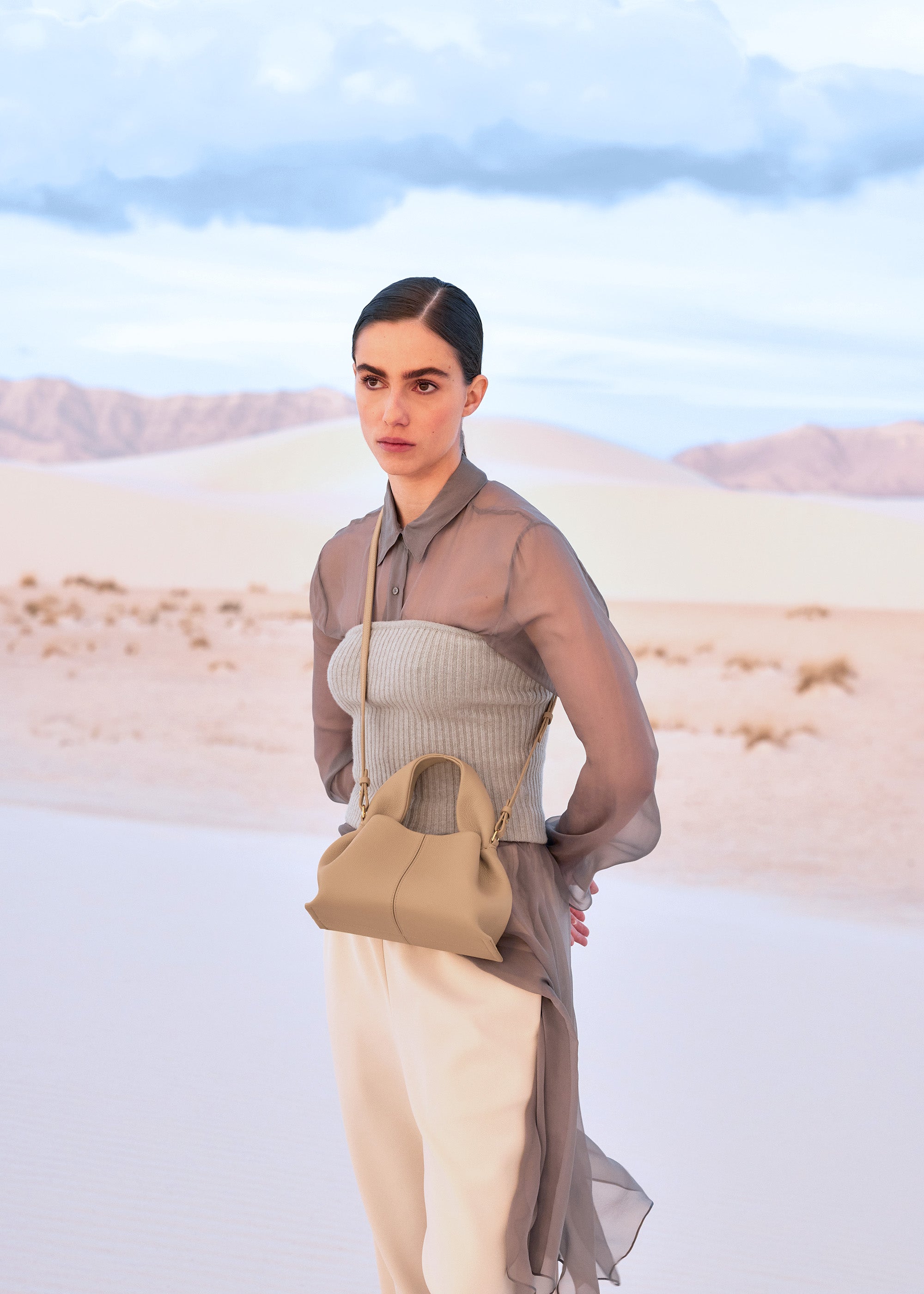 Polene Numero Neuf Mini Textured Beige