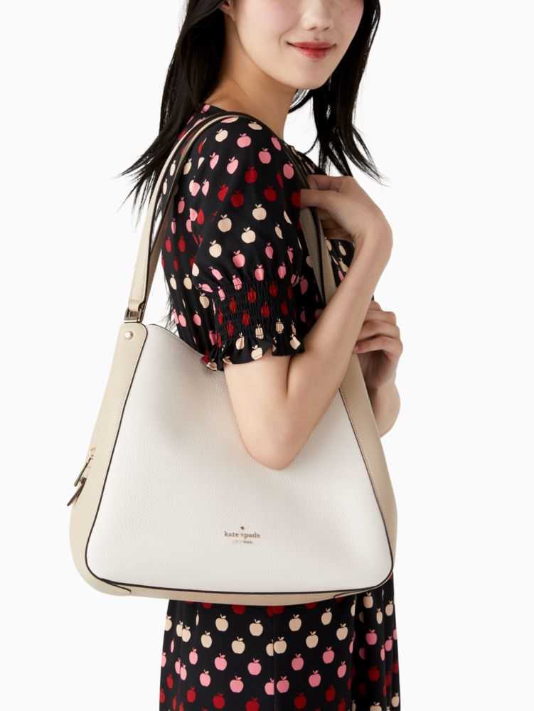 KateSpade Leila Medium Triple Compartment Shoulder Bag Light Sand Multi
