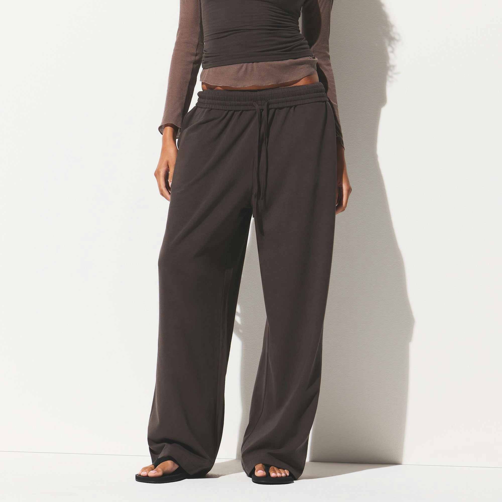COTTON JERSEY WIDE LEG PANT