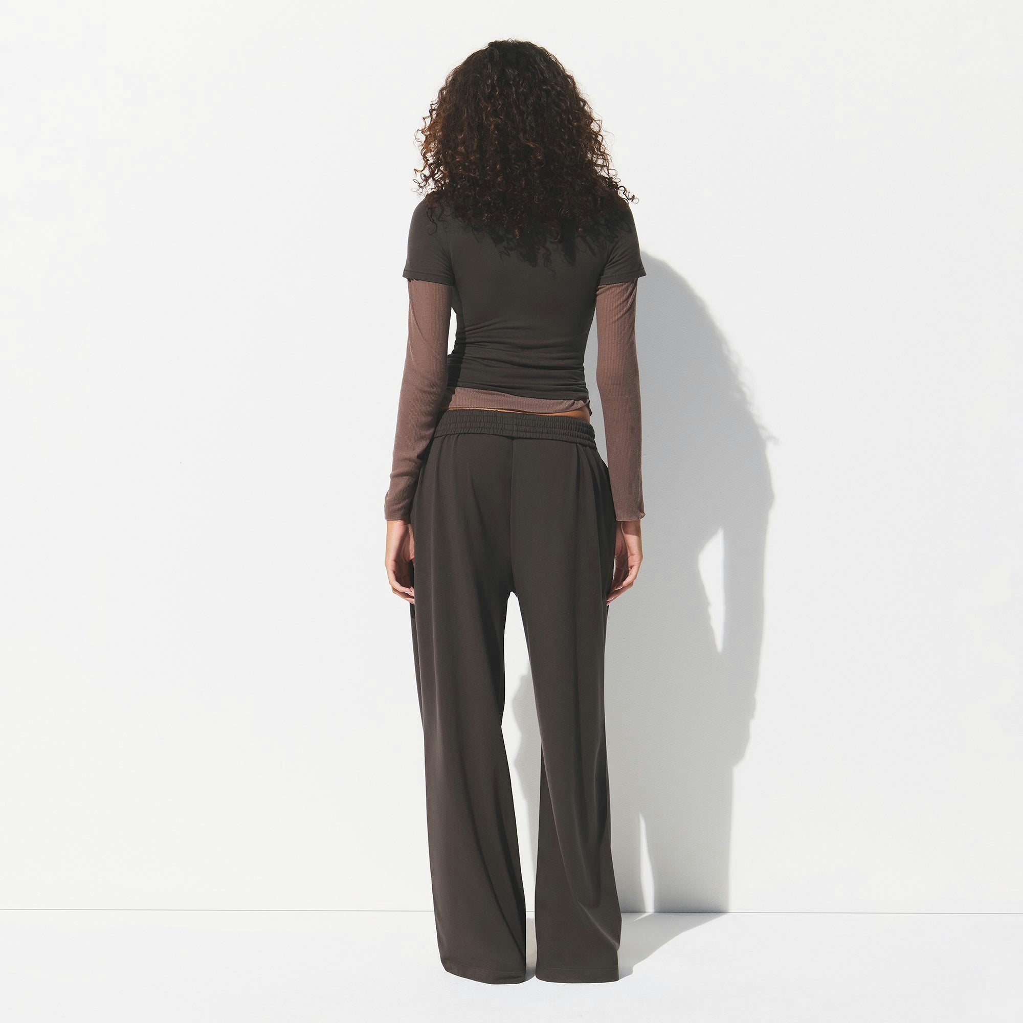 COTTON JERSEY WIDE LEG PANT