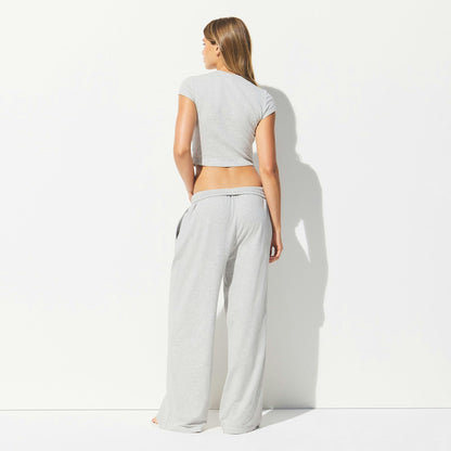 Skims Cotton Jersey Wide Leg Pant Light Heather Grey