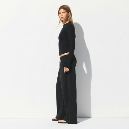Skims Cotton Jersey Wide Leg Pant Soot
