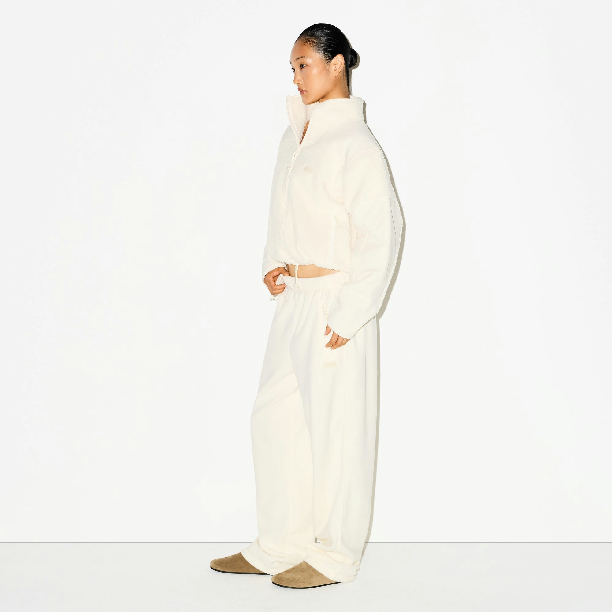 Skims Outdoor Fleece Straight Leg Pant Ecru