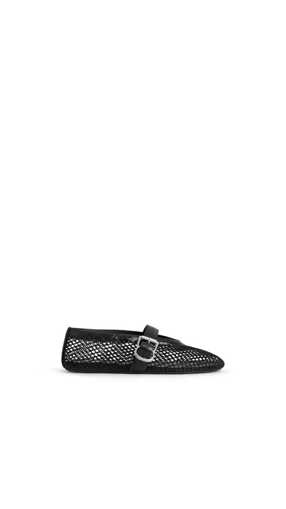 Alaïa Ballet Flats In Fishnet And Crocodile Embossed Calfskin