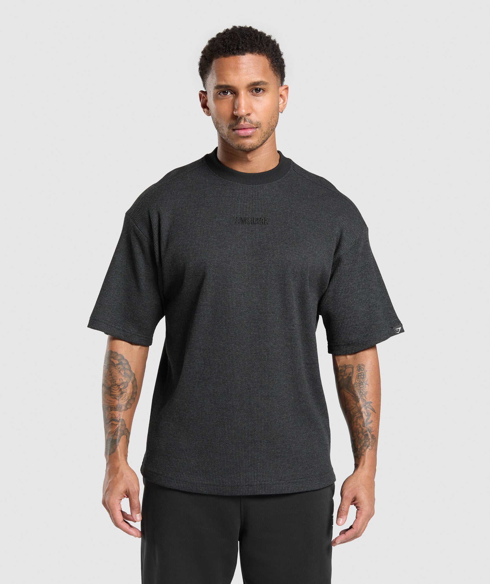 Gymshark Waffle Oversized T-Shirt Black