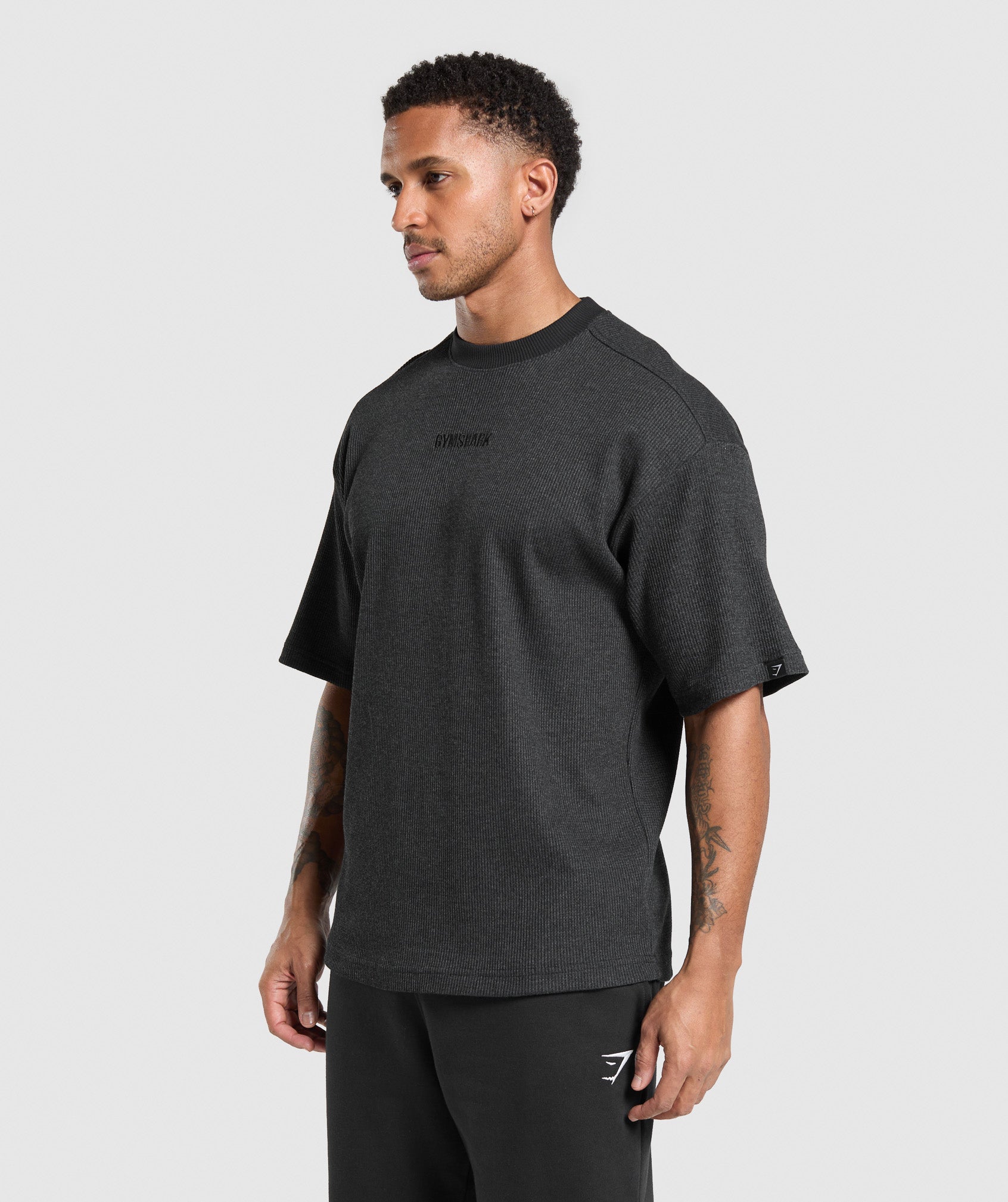Gymshark Waffle Oversized T-Shirt Black