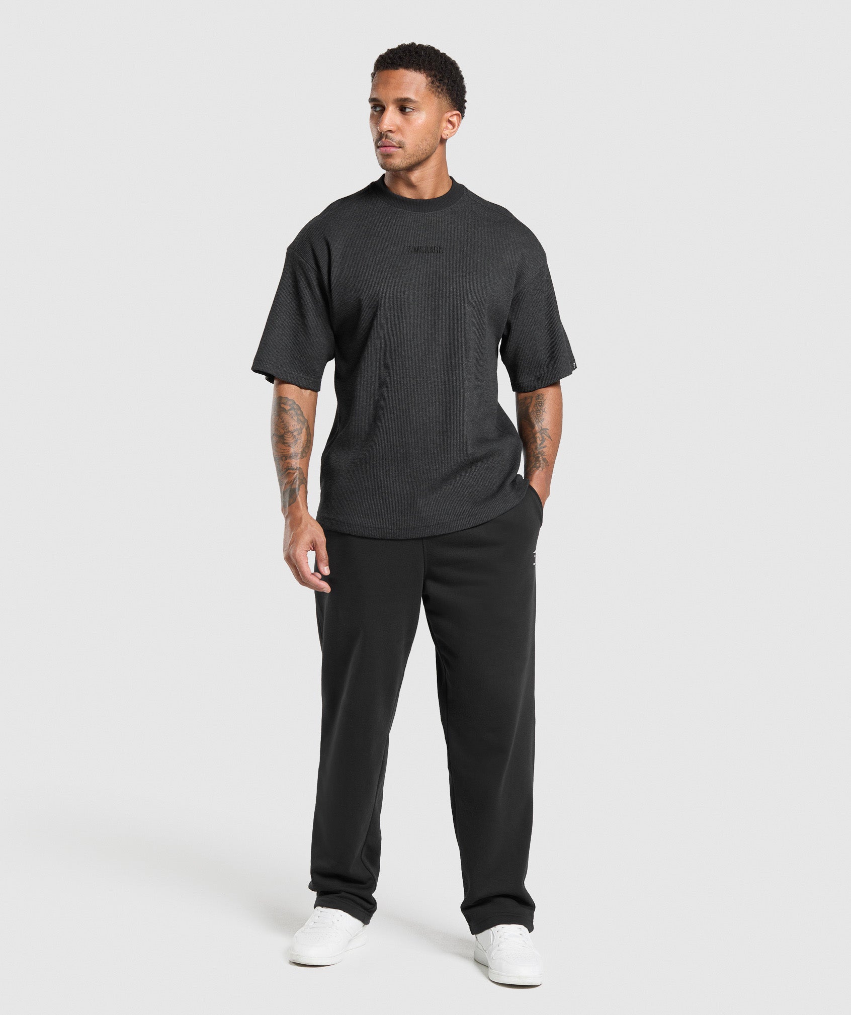 Gymshark Waffle Oversized T-Shirt Black