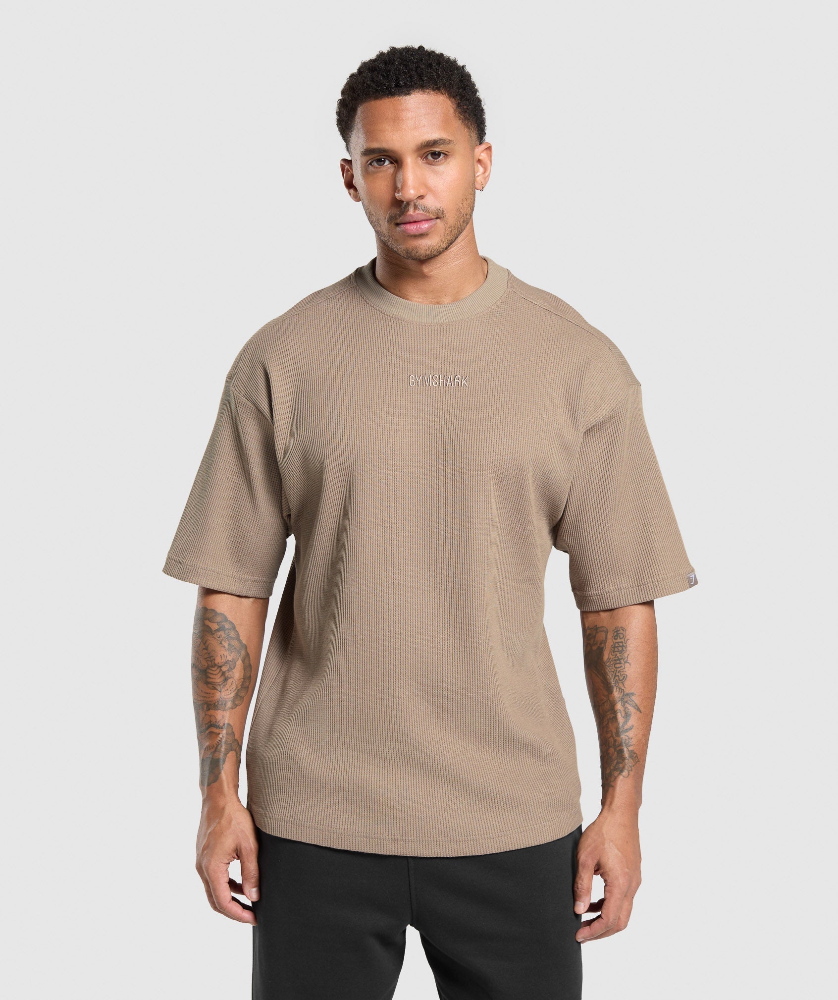 Gymshark Waffle Oversized T-Shirt Lifestyle Brown