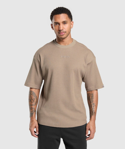 Gymshark Waffle Oversized T-Shirt Lifestyle Brown