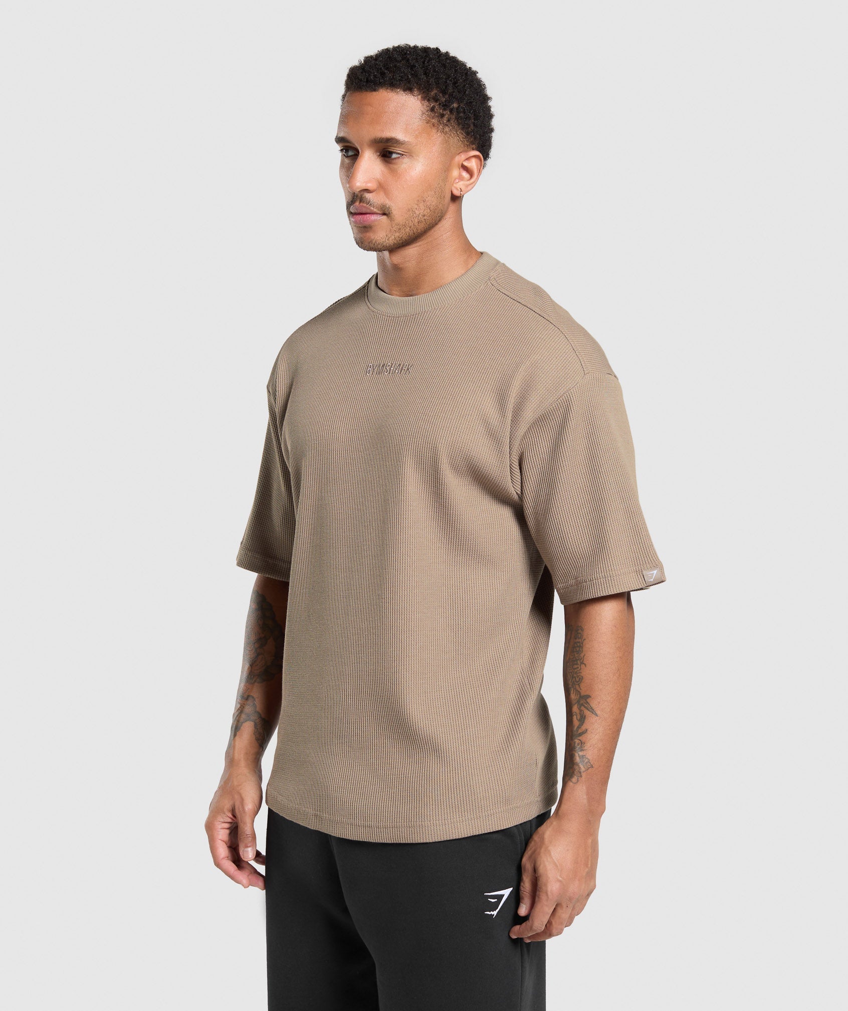 Gymshark Waffle Oversized T-Shirt Lifestyle Brown