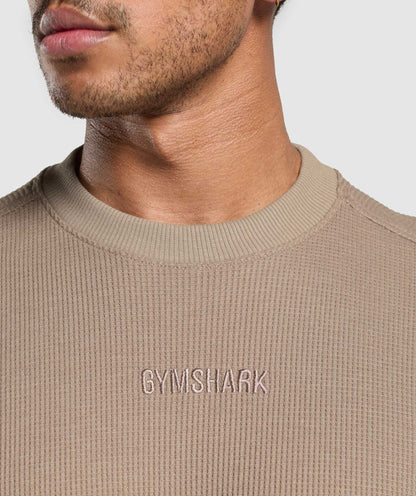 Gymshark Waffle Oversized T-Shirt Lifestyle Brown