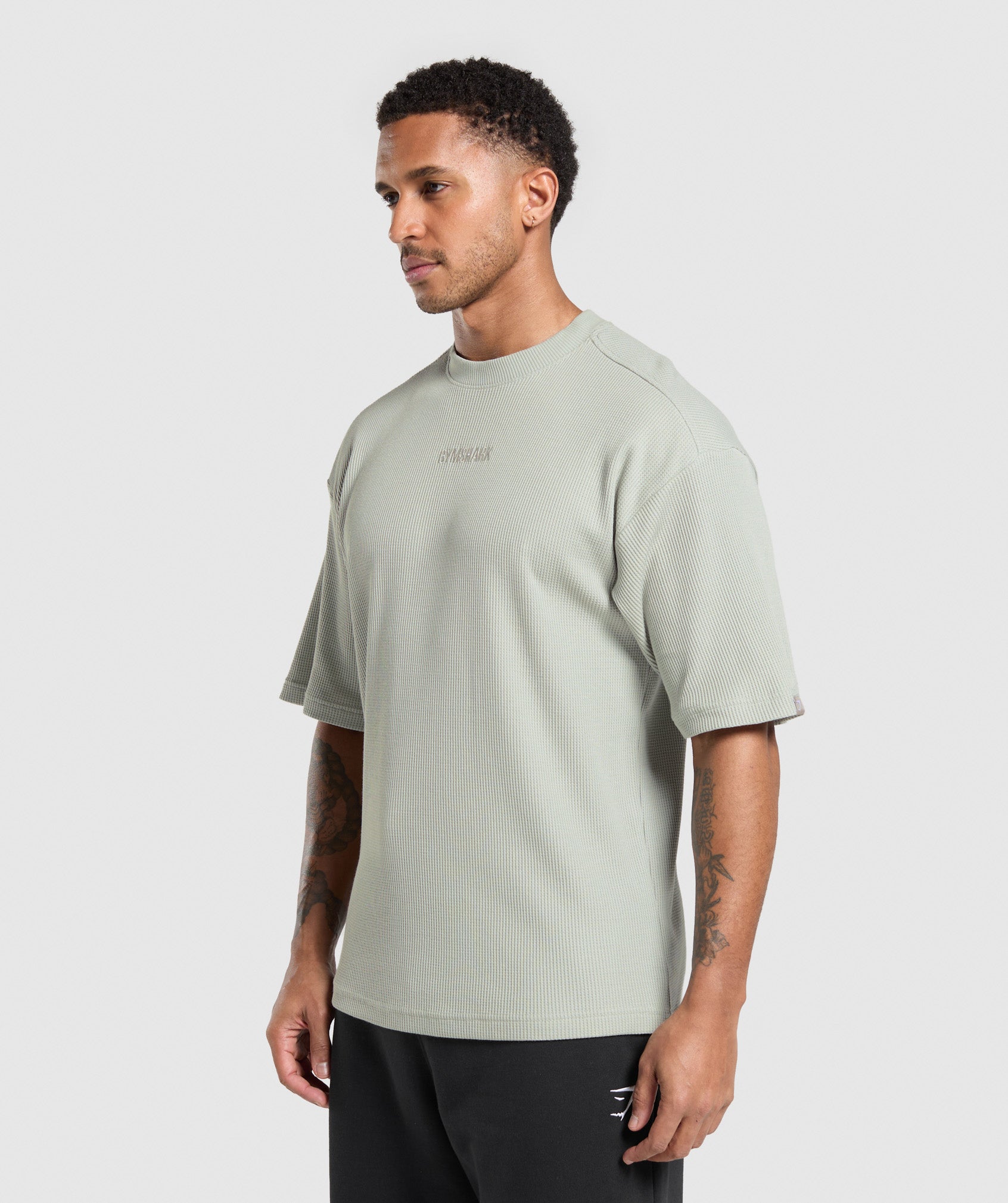 Gymshark Waffle Oversized T-Shirt Stone Grey